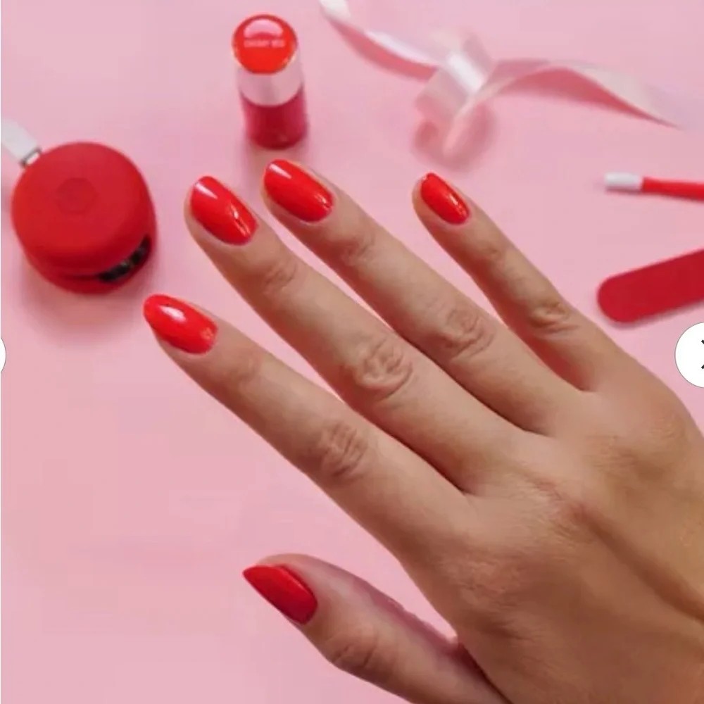 NEW Lot Le Mini Macaron gel manicure polish at home kit cherry red with UV light